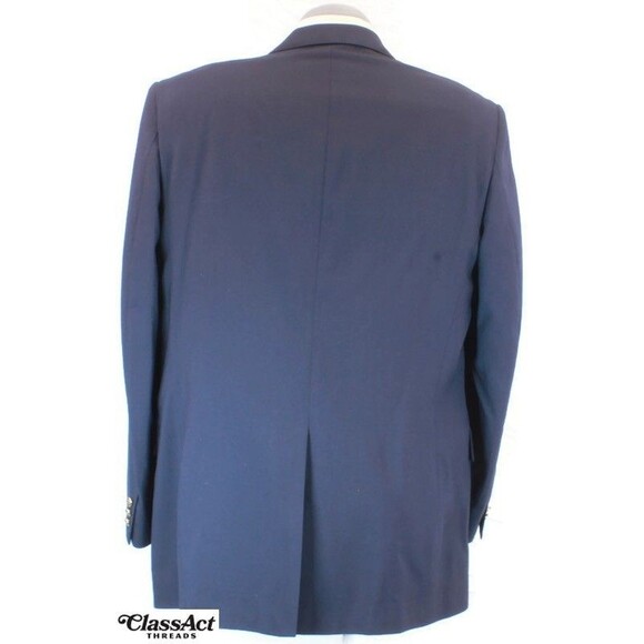Jos A Bank Navy Blue Gold Button 100% Wool Blazer Jacket Sport Coat Vintage 44L - Picture 5 of 9